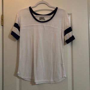White and blue baseball Tee